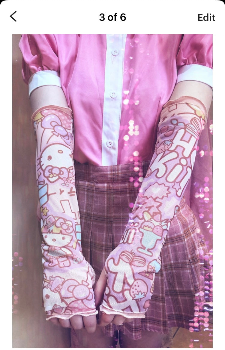 Kawaii kitty arm warmers